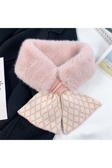 EKAYG 2021 Style coréen avec écharpe en Laine Chaude épaisse Femmes Tricot Couture Croix Imitation Lapins Laine col Femmes éc