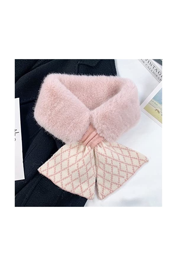 EKAYG 2021 Style coréen avec écharpe en Laine Chaude épaisse Femmes Tricot Couture Croix Imitation Lapins Laine col Femmes éc