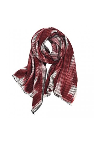 Foulard en Soie, Écharpes de Couverture pour Femmes Écharpe dhiver Chaud Doux Chunky Grandes Écharpes Châle à Rayures Coule