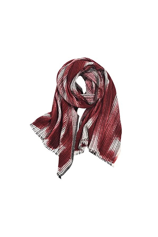Foulard en Soie, Écharpes de Couverture pour Femmes Écharpe dhiver Chaud Doux Chunky Grandes Écharpes Châle à Rayures Coule