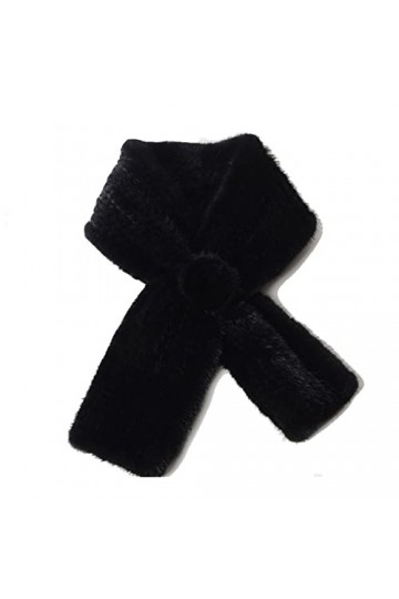 SXZHRUI Écharpe À Col En Fourrure Pour Femme Écharpe En Fourrure Pour Femme Cache-Cou Moelleux Pour Lhiver,Noir,One Size