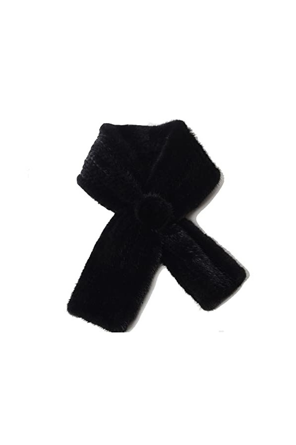 SXZHRUI Écharpe À Col En Fourrure Pour Femme Écharpe En Fourrure Pour Femme Cache-Cou Moelleux Pour Lhiver,Noir,One Size