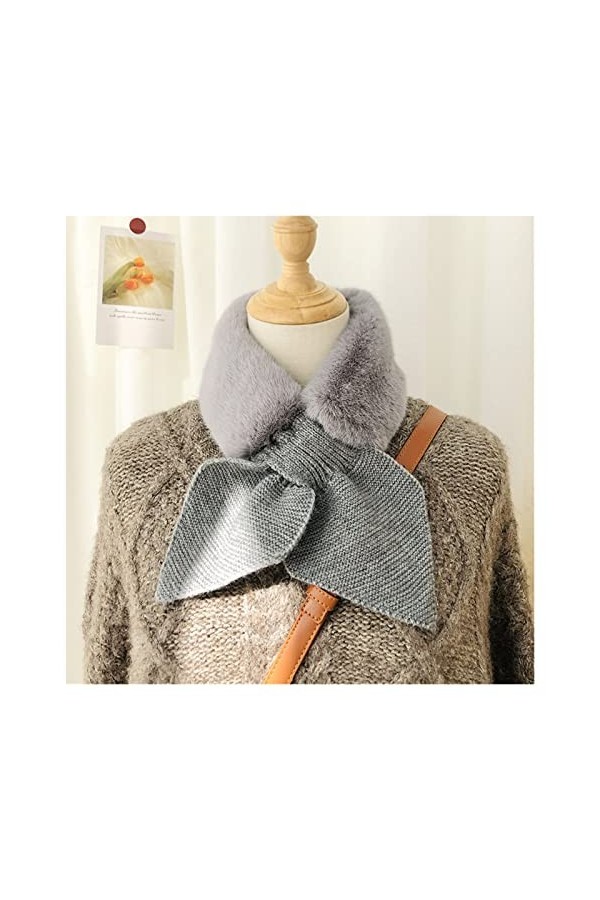 EKAYG Faux Colliers en Peluche de Couleur Unie pour Femmes écharpe croisée étudiantes Filles Croix Faux col Dames protège-Cou