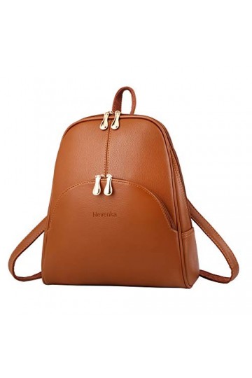 Nevenka Sac a Dos Femme en Cuir PU Doux et Souple Cartable Fille à Fermeture Éclaire Sac Porté Dos Scolaire Fille avec Bandou