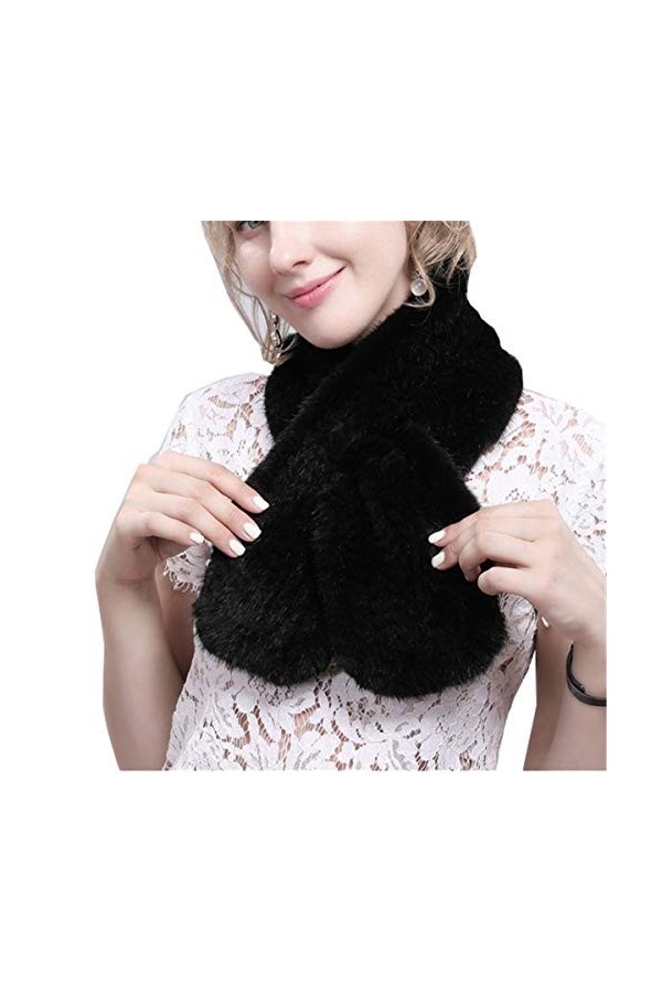 JTRHD Col Wrap Femme Écharpe en Peluche for Hommes et Femmes, bavette de Vison tissé à la Main for lautomne et lhiver Doux