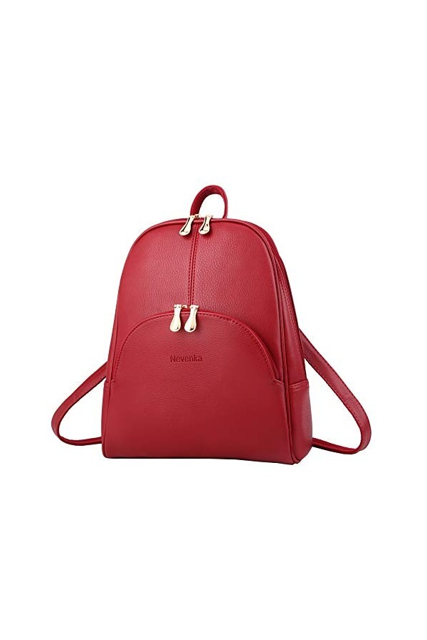 Nevenka Sac a Dos Femme en Cuir PU Doux et Souple Cartable Fille à Fermeture Éclaire Sac Porté Dos Scolaire Fille avec Bandou