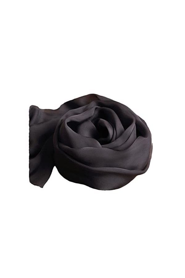 DOnhek Écharpe en Soie Naturelle pour Femmes Foulard en Soie Véritable Noire, Châles en Mousseline de Soie Mince pour Dames S