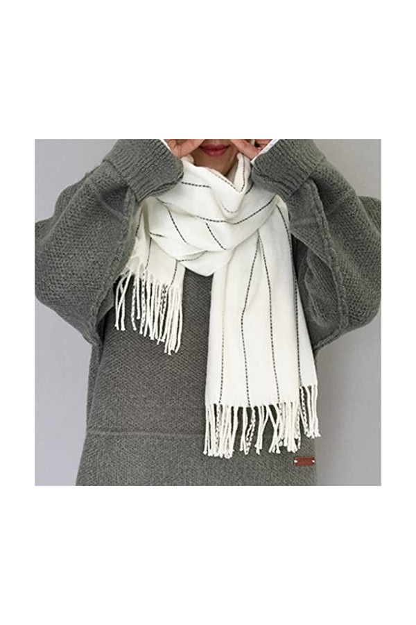 HLDETH Écharpe femme automne et hiver châle à glands épais écharpe chaude à double usage écharpe douce Color : B, Size : One