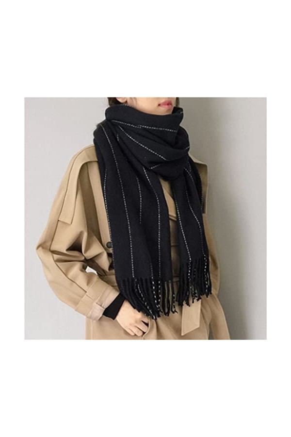 HLDETH Écharpe femme automne et hiver châle à glands épais écharpe chaude à double usage écharpe douce Color : B, Size : One