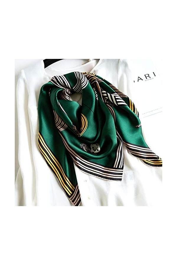 HLDETH Écharpe en soie Femmes Spring et Automne Style Western Style Emeraude Grande Square Square Echarpe 110 Écharpe Châle D