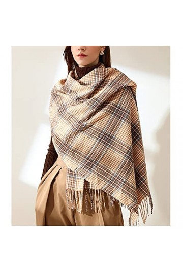 Écharpe en cachemire synthétique pour femme - Chaude - Confortable - Doux - Décontractée - Couverture épaisse pour femme