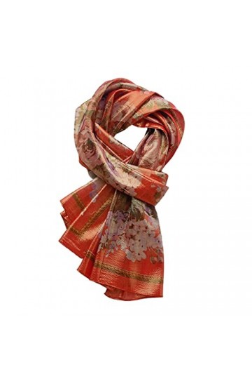 GRETD Soie longue écharpe Femmes Soie Gold Soie Imprimé Écharpe Soie Châle Turban Automne Femmes Color : A, Size : One size 