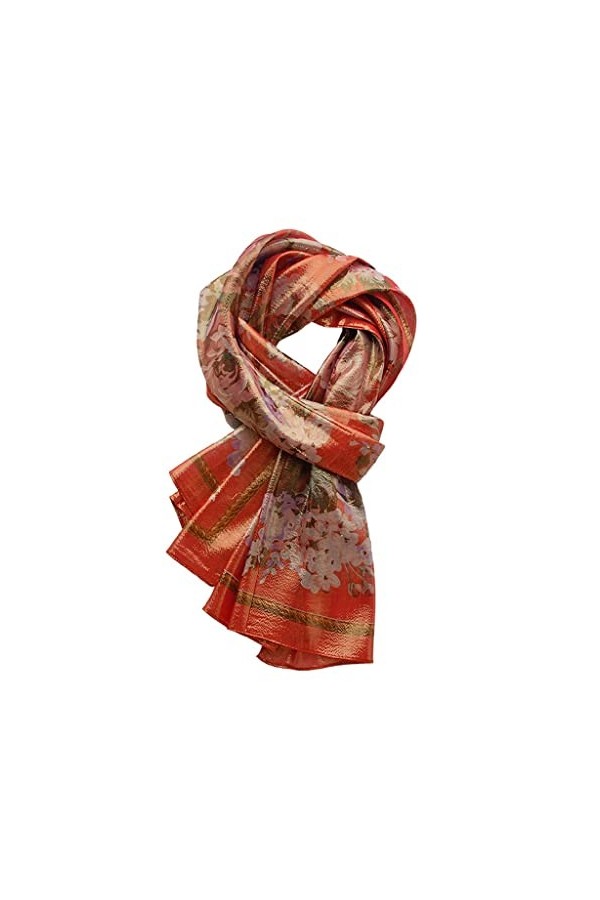 GRETD Soie longue écharpe Femmes Soie Gold Soie Imprimé Écharpe Soie Châle Turban Automne Femmes Color : A, Size : One size