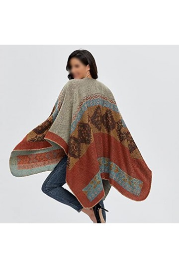 ZYING Femmes Imitation Cachemire Hiver Chaud Echarpe sous-Base Châle Châle Écharpes Cape Split Châle Color : Orange, Size : 