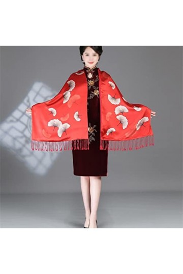 Kigauru Echarpes Femme Écharpe Longue en Soie de Mariage Double Couche écharpe Chaude à Double Usage Cheongsam avec châle imp