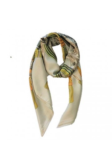 Écharpe Tempérament Féminin Simulation Satin De Soie Grand Carré Écharpe De Protection Solaire Châle De Bureau Vert 90 * 90c