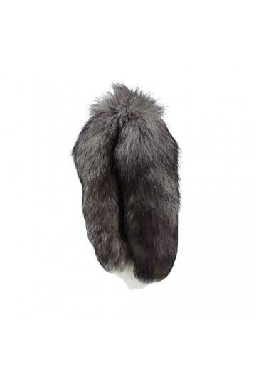 BeFur Écharpe douce en fourrure de renard pour femme - Unisexe - Col en fourrure - Écharpe dhiver - Grande taille - Argenté/