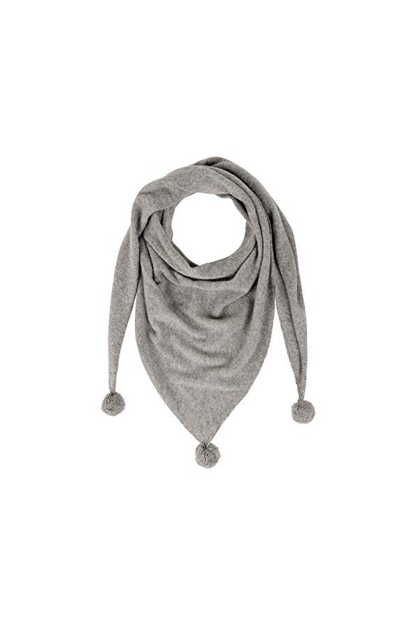 LES POULETTES - Echarpe Triangle Pompon 100% Cachemire 2 Fils - Gris clair