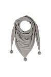 LES POULETTES - Echarpe Triangle Pompon 100% Cachemire 2 Fils - Gris clair
