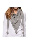 LES POULETTES - Echarpe Triangle Pompon 100% Cachemire 2 Fils - Gris clair