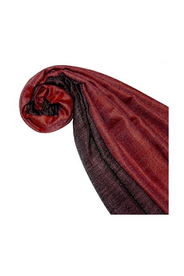 LORENZO CANA rouge Echarpe de 100% Cachemire pour la femme – 70 x 200 cm, bicolore, double face - souple et noble – en bordea