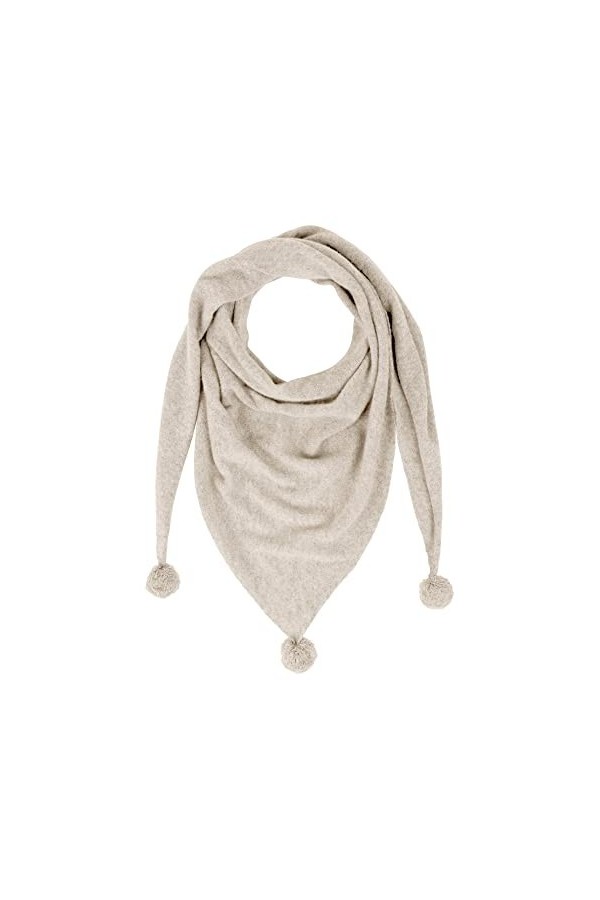 LES POULETTES - Echarpe Triangle Pompon 100% Cachemire 2 Fils - Beige