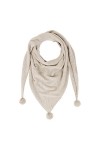 LES POULETTES - Echarpe Triangle Pompon 100% Cachemire 2 Fils - Beige