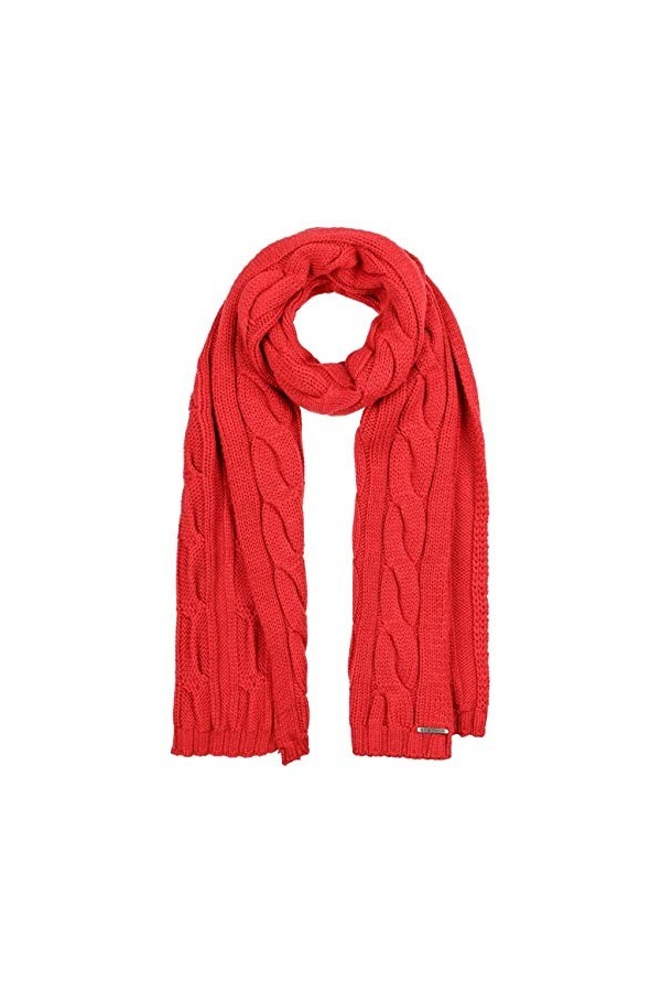 STETSON Echarpe Lumberton Virgin Wool Femme - écharpe pour lhiver en tricot automne-hiver - taille unique rouge