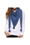 LES POULETTES - Echarpe Triangle Pompon 100% Cachemire 2 Fils - Bleu Navy