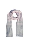 LES POULETTES - Echarpe 100% Cachemire Gris Clair à Rayures et Lurex 2 Fils 40cm x 170cm - Fuchsia