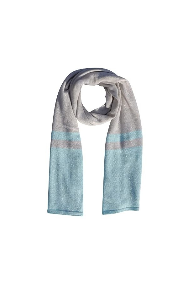 LES POULETTES - Echarpe 100% Cachemire Gris Clair à Rayures et Lurex 2 Fils 40cm x 170cm - Fuchsia