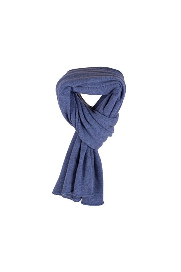 Love Cashmere Écharpe-Plaid pour Femme 100% Cachemire - Bleu Jean - Fait main à Écosse