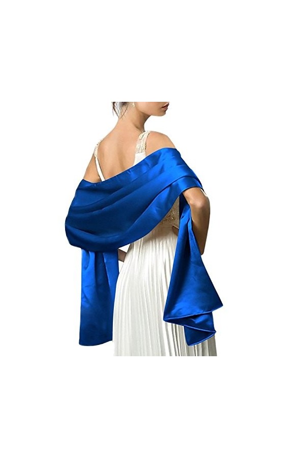Femme Étole en Satin Châle Écharpe en Satin - Wrap Foulard Pashmina 240cm*75cm pour Soirée Cérémonies Fêtes Mariage noir 