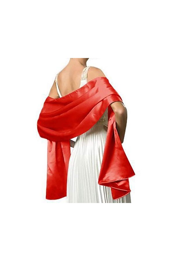 Femme Étole en Satin Châle Écharpe en Satin - Wrap Foulard Pashmina 240cm*75cm pour Soirée Cérémonies Fêtes Mariage noir 