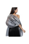 Handcess Femme Châle en Satin Étole Écharpe en Satin Wrap Foulard Pashmina pour les Mariages Robes de Soirée Gris Foncé 