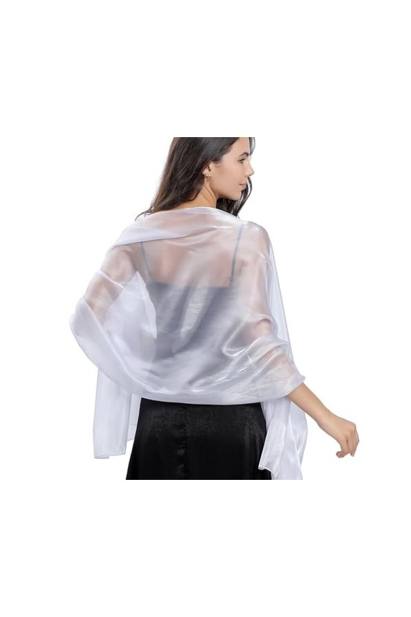 Handcess Femme Châle en Satin Étole Écharpe en Satin Wrap Foulard Pashmina pour les Mariages Robes de Soirée Gris Foncé 