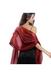 Handcess Femme Châle en Satin Étole Écharpe en Satin Wrap Foulard Pashmina pour les Mariages Robes de Soirée Gris Foncé 