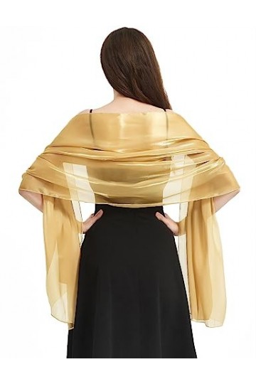 Niwicee Foulard Femme Etole Mariage Femme Chic Écharpe Long Châles Chatoyantes Doré Écharpe Soirée Cérémonies Fêtes Mariage C
