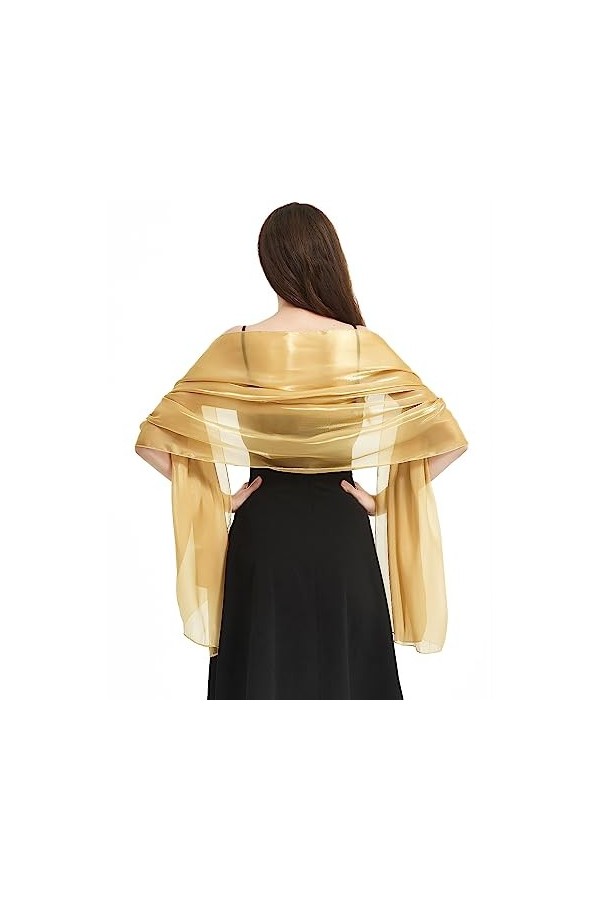 Niwicee Foulard Femme Etole Mariage Femme Chic Écharpe Long Châles Chatoyantes Doré Écharpe Soirée Cérémonies Fêtes Mariage C