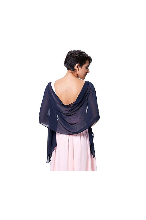 Femme Étole Châle Écharpe en Soie Wrap Foulard Pashmina pour Mariage Soirée Cérémonies Fêtes 180cm*70cm Noir 