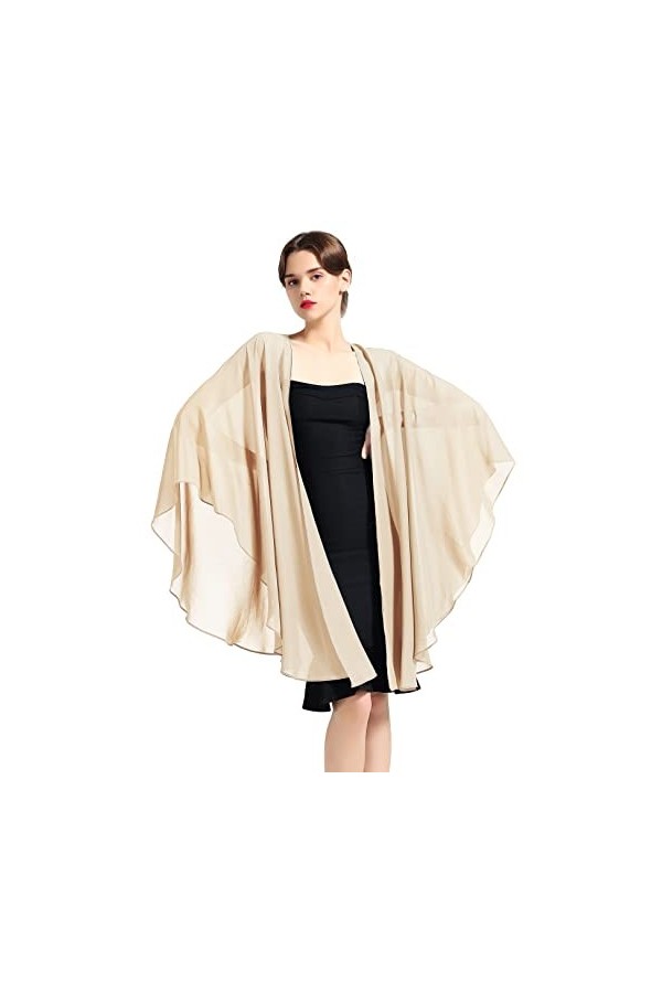 BEAUTELICATE Femme Étole Châle Elégant Foulard Boléro Cape en Mousseline de Soie Pour Robe de Soirée Mariage Mariée Cérémonie