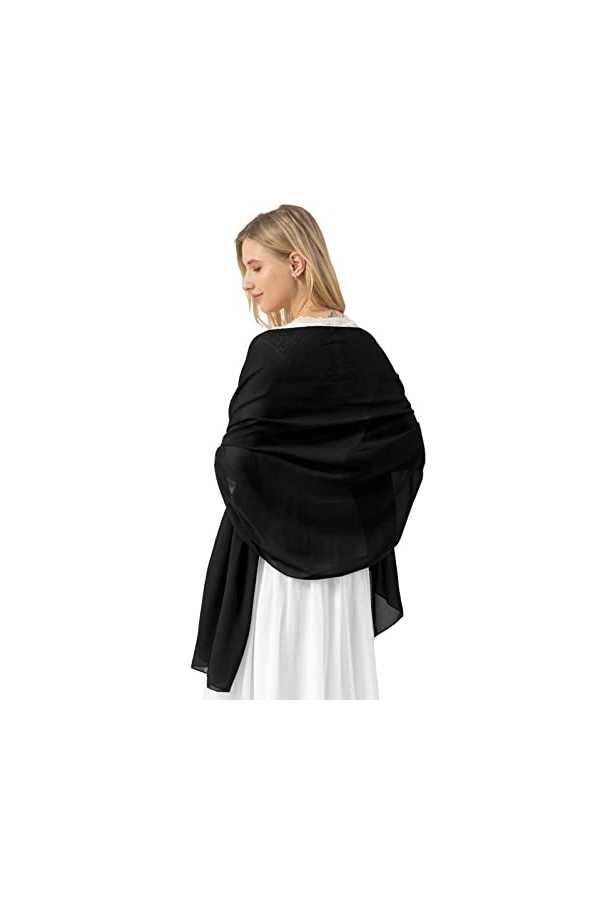Bridesmay Femme écharpe Châle Foulard Etole Pashmina en Mousseline unicolore pour Robe de Soirée Mariage Mariée Cérémonie Coc
