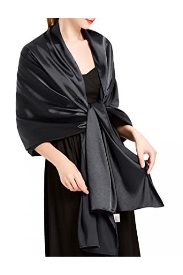 Luojida Etole Femme Mariage Chic Châles Echarpe de Grande Taille Etole Châle Wrap en Satin pour Mariage Bal de Promo Soirée F