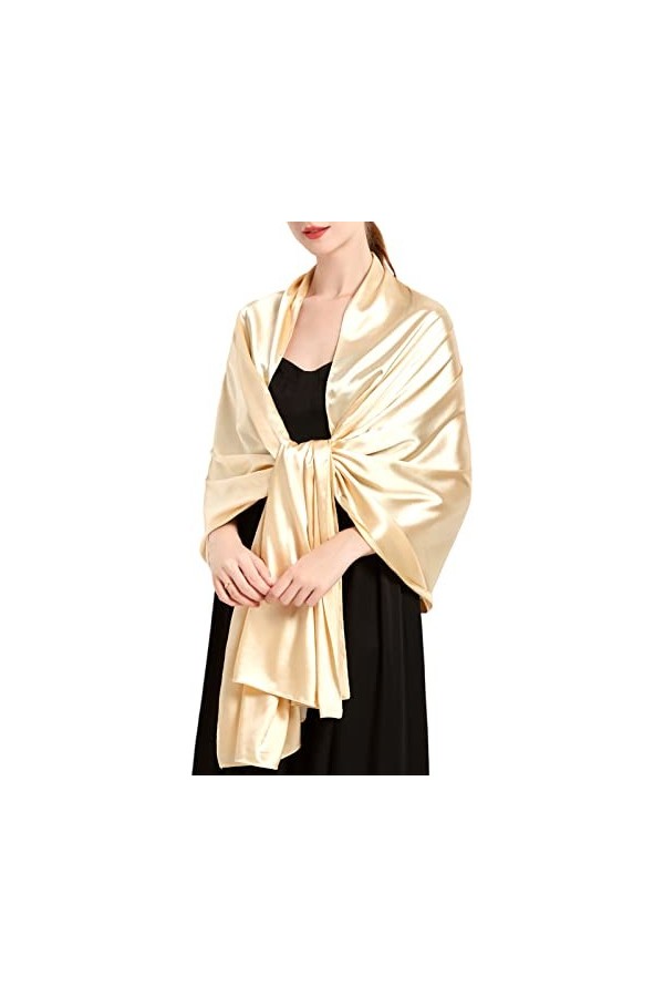 Luojida Etole Femme Mariage Chic Châles Echarpe de Grande Taille Etole Châle Wrap en Satin pour Mariage Bal de Promo Soirée F
