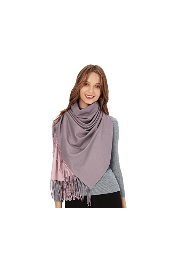 Foulard Echarpe Automne Femme Homme 200 * 70CM Hiver Double Couleurs Touché Soyeux Elégant Châle Doux pour Mariage Party Soir