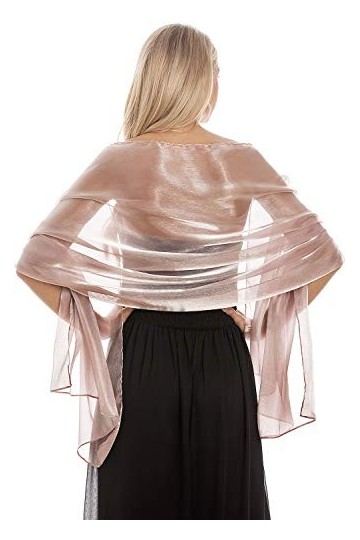 Maylife&nbsp;Châle soyeux irisé pour mariages, demoiselles dhonneur, soirées, bals et fêtes 24&nbsp;couleurs - Rose - Taille unique