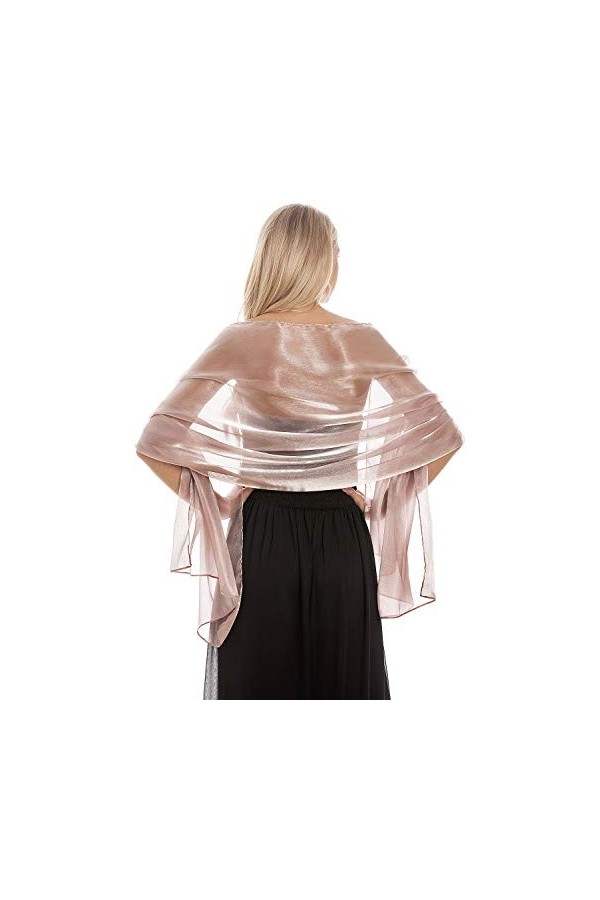 Maylife&nbsp;Châle soyeux irisé pour mariages, demoiselles dhonneur, soirées, bals et fêtes 24&nbsp;couleurs - Rose - Taille unique