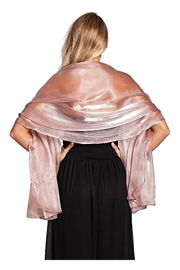 Maylife&nbsp;Châle soyeux irisé pour mariages, demoiselles dhonneur, soirées, bals et fêtes 24&nbsp;couleurs - Rose - Taille unique