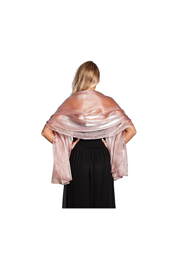 Maylife&nbsp;Châle soyeux irisé pour mariages, demoiselles dhonneur, soirées, bals et fêtes 24&nbsp;couleurs - Rose - Taille unique