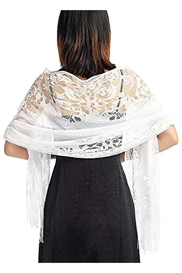 LATH.PIN Femme Étole Châle Écharpe en Dentelle Creuse Foulard Doux Enveloppes de Soirée pour Mariage Cérémonies Fêtes Mariée 